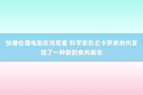 快播伦理电影在线观看 科学家在北卡罗来纳州发现了一种新的食肉扁虫