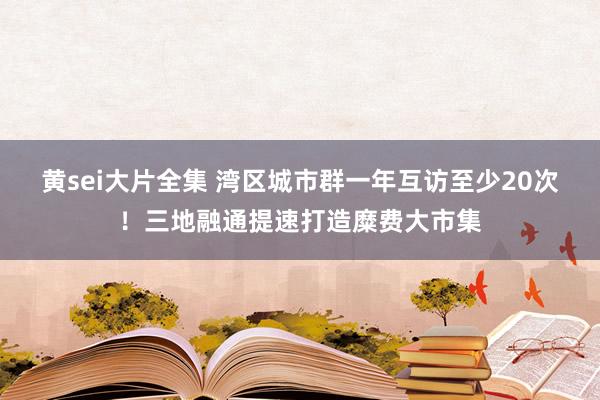 黄sei大片全集 湾区城市群一年互访至少20次！三地融通提速打造糜费大市集